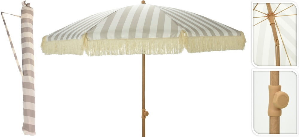 Ombrellone da Giardino Inclinabile con Frange D 200 cm Beige