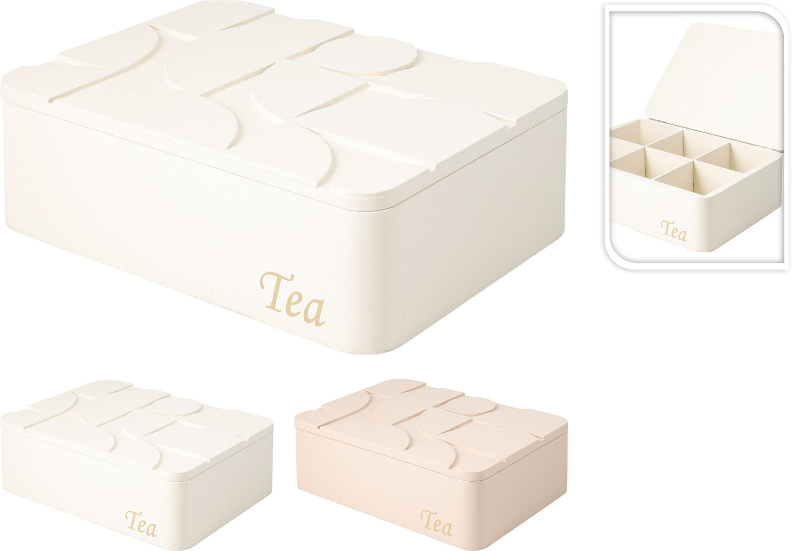 Scatola Porta Bustine di Tè 24x16 cm Bianco Panna