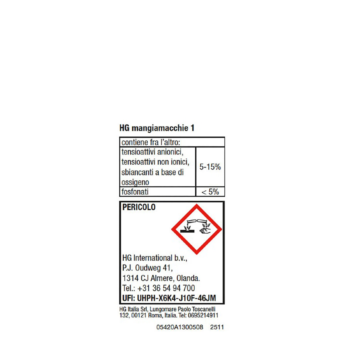 HG Mangiamacchie n. 1 Smacchiatore Liquido per Caffè Tè Vino 50ml