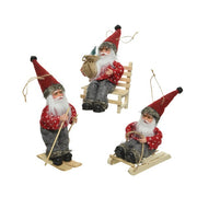 DECORAZIONE BABBO NATALE ROSSO SEDUTO/SCI MODELLO ASSORTITO