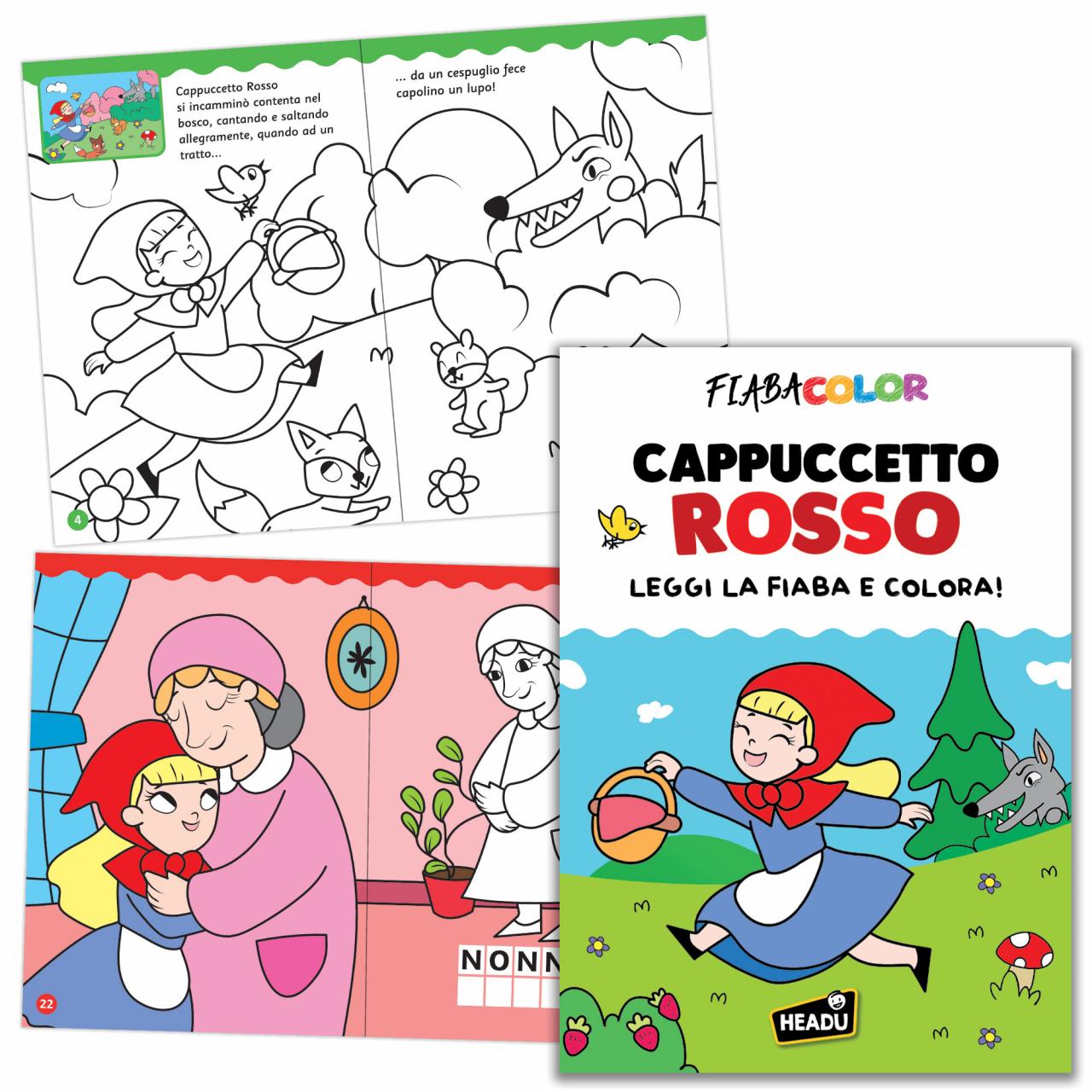 Libro Attività Cappuccetto Rosso Leggi la Fiaba e Colora 32 Pagine Headu