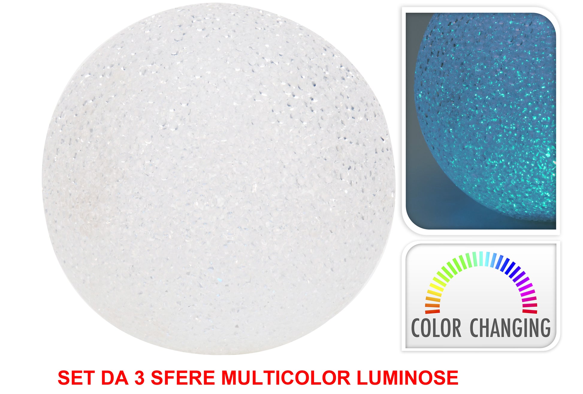 OFFERTA 3 SFERA LUMINOSE MULTICOLOR CHANGING LED Ø10CM