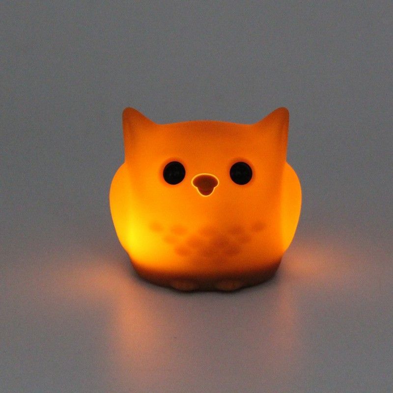 Luce Notturna Mini Gufo in Silicone 5,5 x 5,5 x 5,5 cm - Arancione
