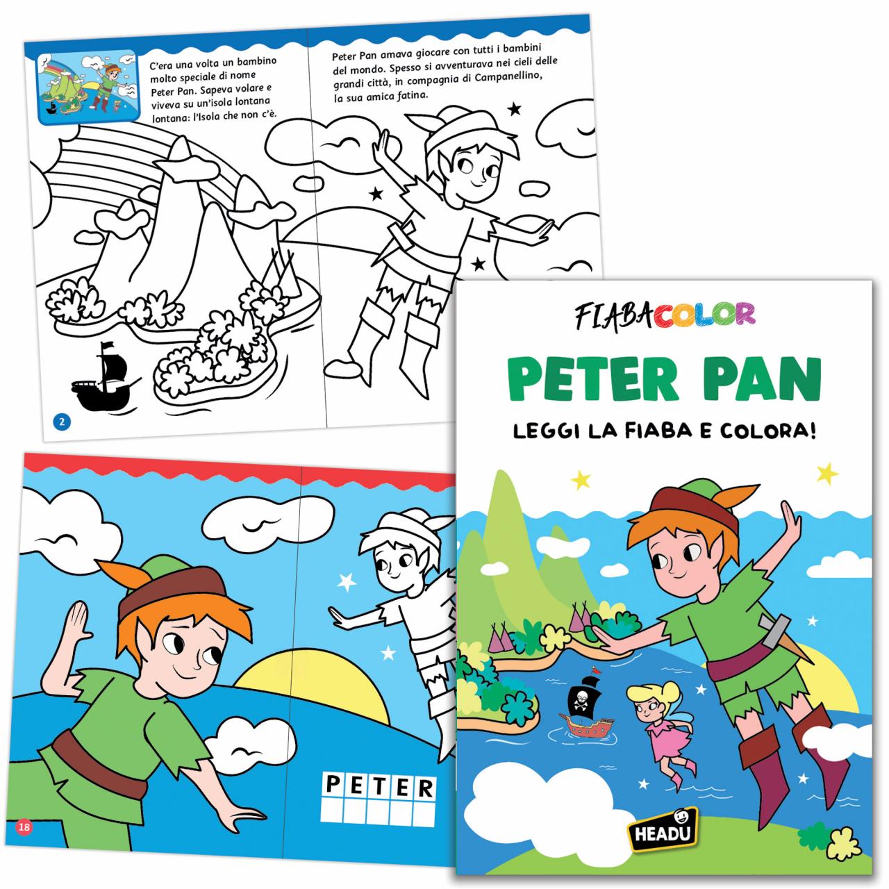 Libro da colorare Peter Pan 32 pagine Multicolore Headu