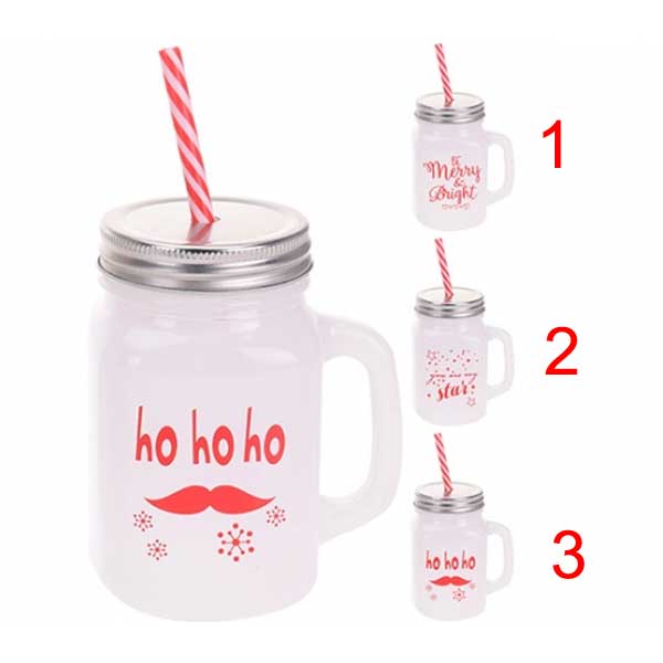 OFFERTA 4 BARATTOLI XMAS JAR CON CANNUCCIA 11X13 CM ASSORTITI