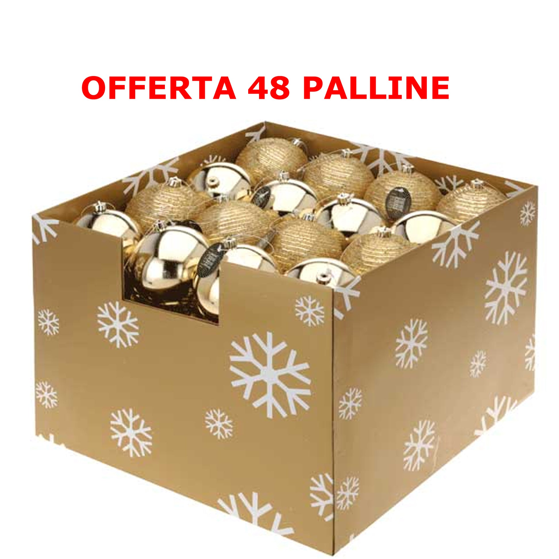 OFFERTA 48 PALLINE DI NATALE 10 CM ORO ASSORTITE
