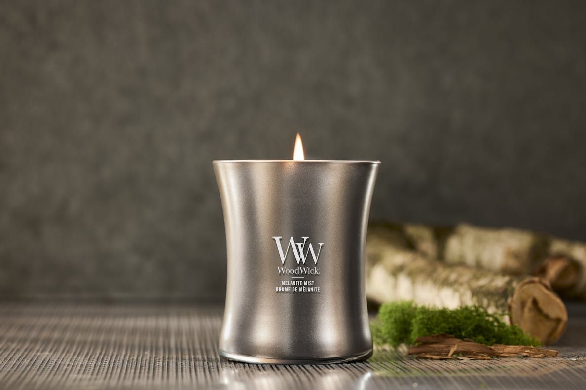 WOODWICK Candela a clessidra Media Melanite Mist