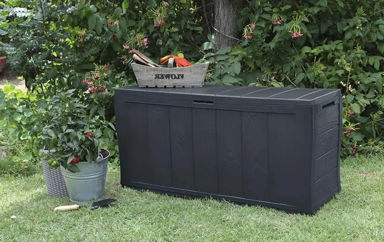 BAULE DA GIARDINO SHERWOOD EFFETTO LEGNO 117X45X57,5H - 270 LT ANTRACITE