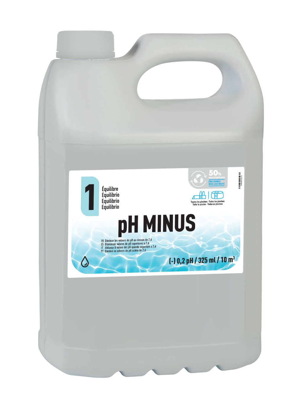 Réducteur de pH ECO pour piscines, liquide de contrôle du pH, 5 L, blanc