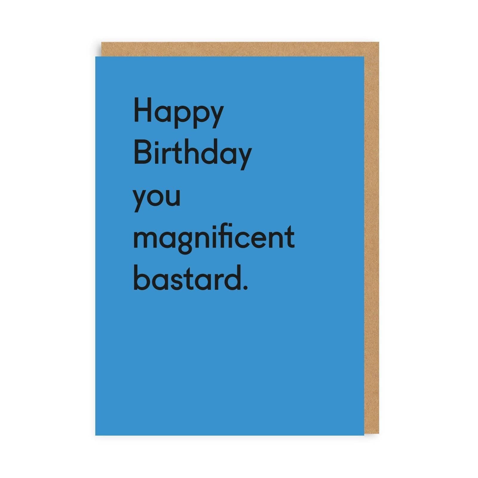 Ohh Deer Biglietto di auguri "You Magnificent Bastard" A6 (152 x 112 x 1,5 mm), blu/kraft
