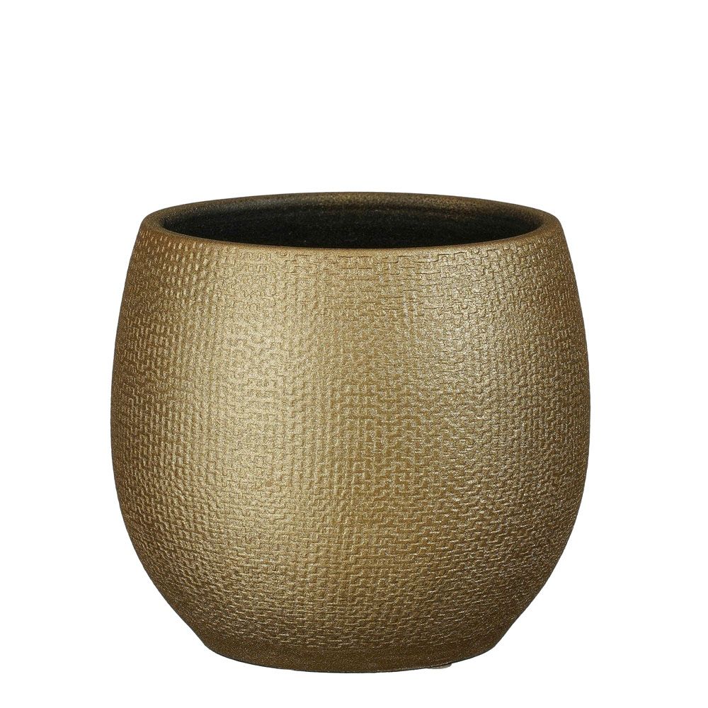 Mica Decorations Vaso Porto in terracotta 17 x 17 x 17 cm, oro metallizzato