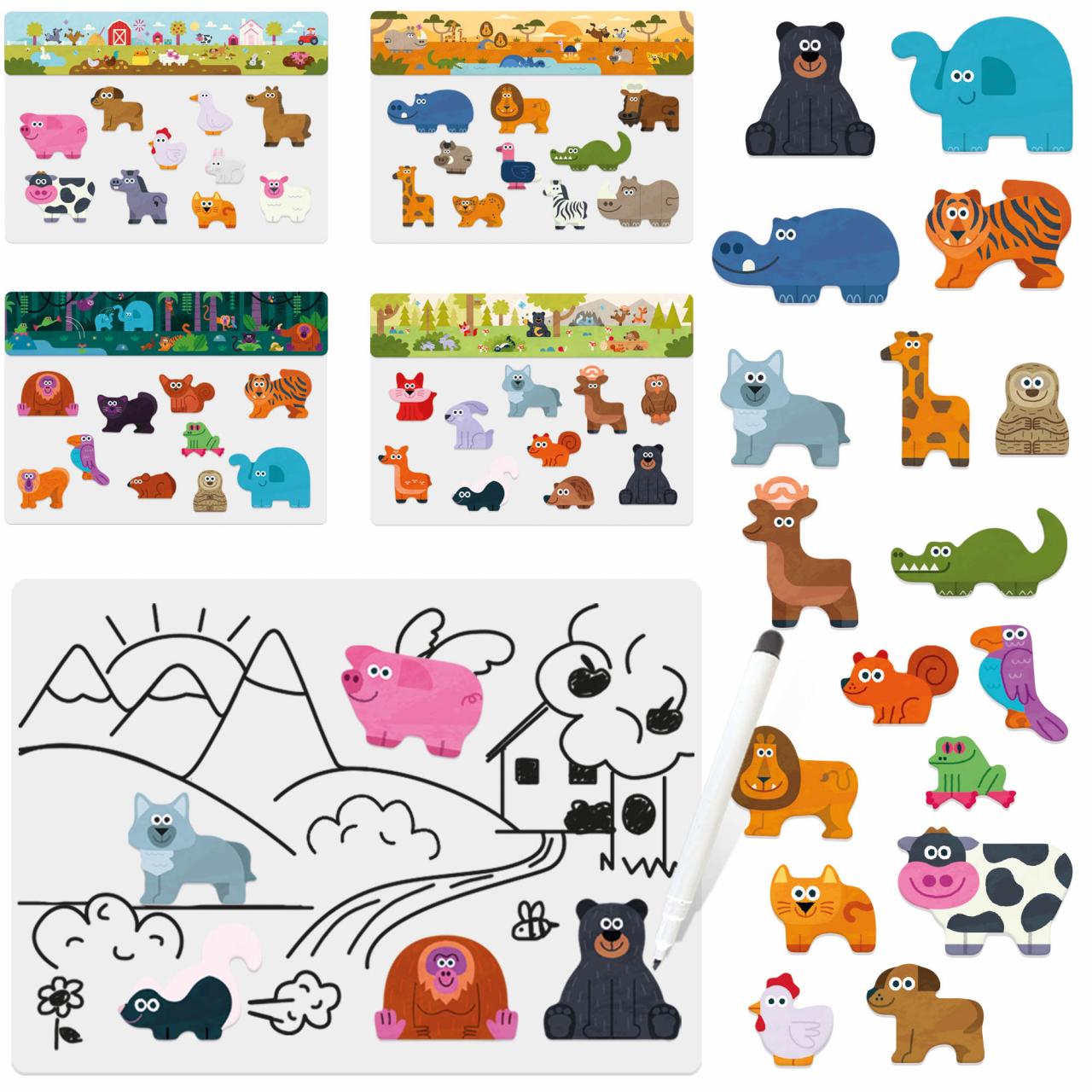Gioco Educativo Magnetico Animals 3-6 Anni Headu
