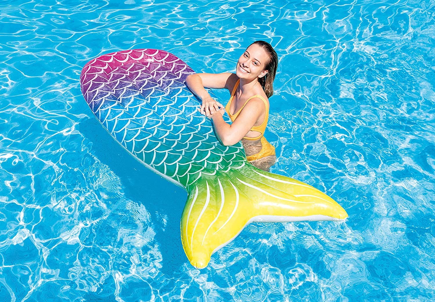 MATERASSINO GONFIABILE SIRENA MULTICOLOR 178X71X18CM