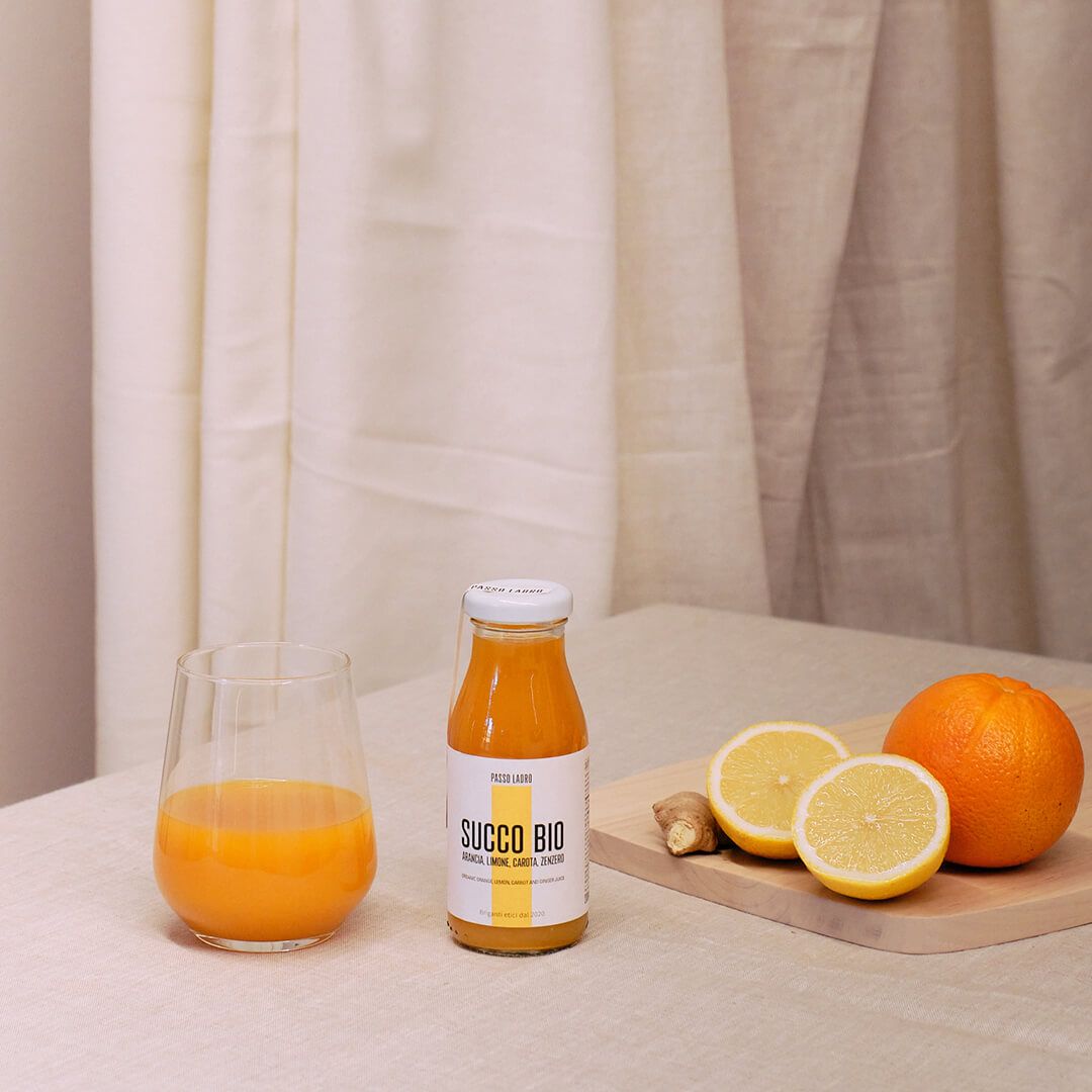Passo Ladro Succo di Arancia, Limone, Carota e Zenzero Bio, 200ml