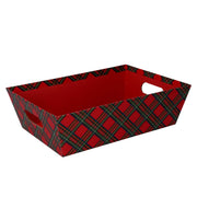 CESTA IN CARTONE ROSSO SCOZZESE RETTANGOLARE 31X22H9CM