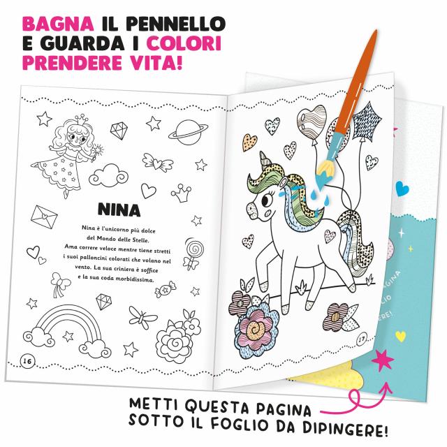Albo Dipingi con l'Acqua Gli Unicorni 24 pagine Headu