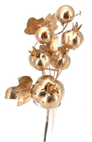 RAMO FRUTTA E BACCHE CON CLIP 25CM ORO