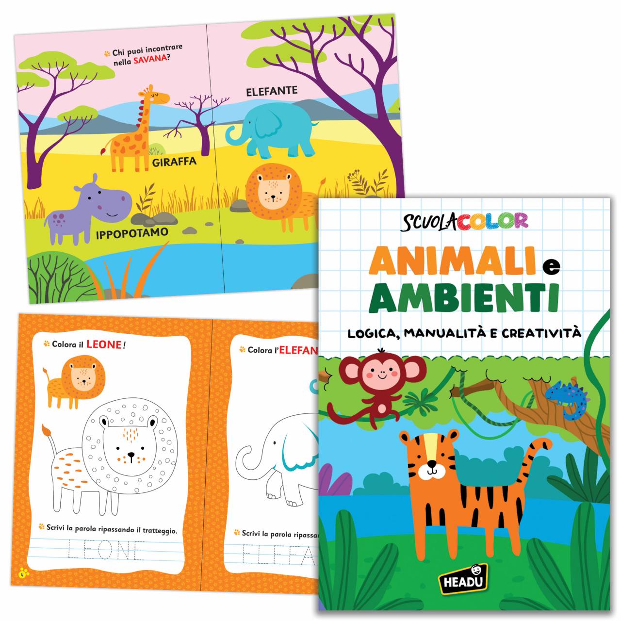 Albo Illustrato Animali e Ambienti Logica Manualità e Creatività 3-6 Anni Headu