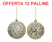 OFFERTA 12 PALLINE DI NATALE 8CM PERLA LUCIDA/OPACA ASSORTITA