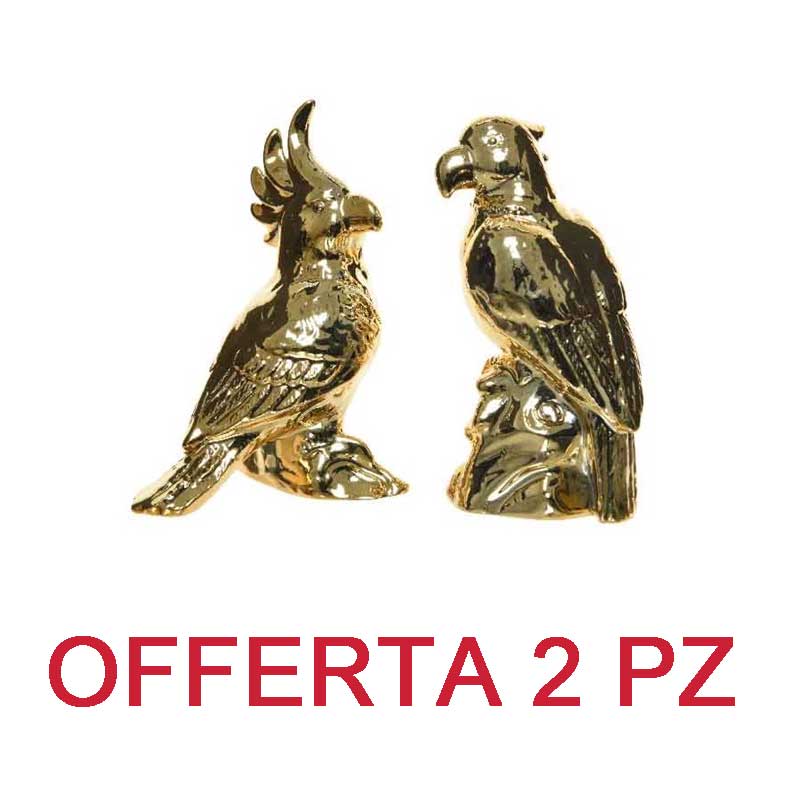 OFFERTA 2PZ PAPPAGALLO SU TRONCO ORO ASSORTITI