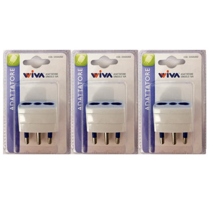 3 ADATTATORI A SINGOLA PRESA BIPASSO ITALIANA 16A