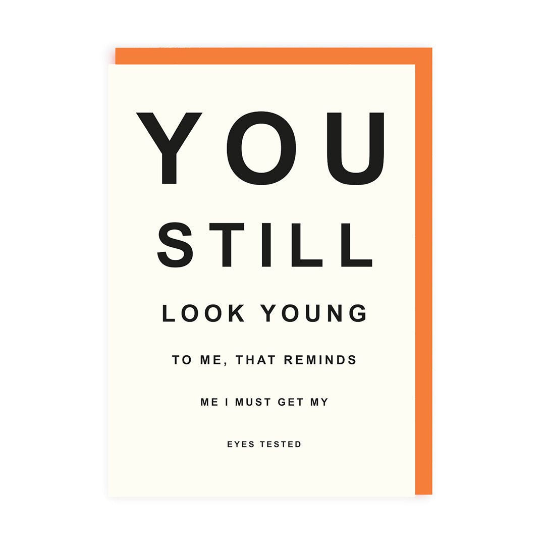 Ohh Deer Biglietto di auguri "Get My Eyes Tested" A6, arancione
