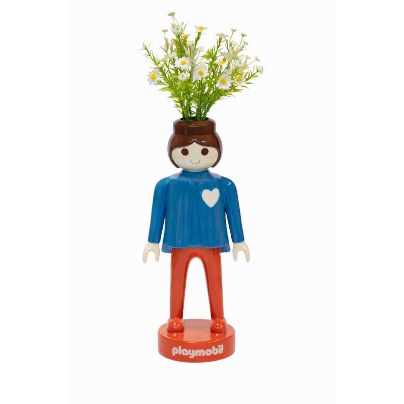 BLOGO Vaso / Statua in Ceramica Playmobil Donna - Blu 35 cm