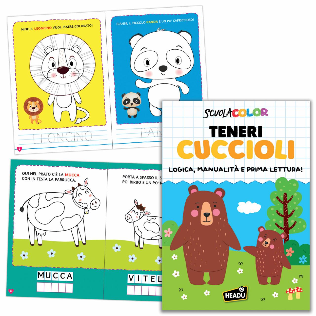 Albo Illustrato Teneri Cuccioli Logica Manualità Prima Lettura 32 pagine HEADU