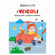 Albo Illustrato Dipingi con l'Acqua I Veicoli 24 pagine Headu
