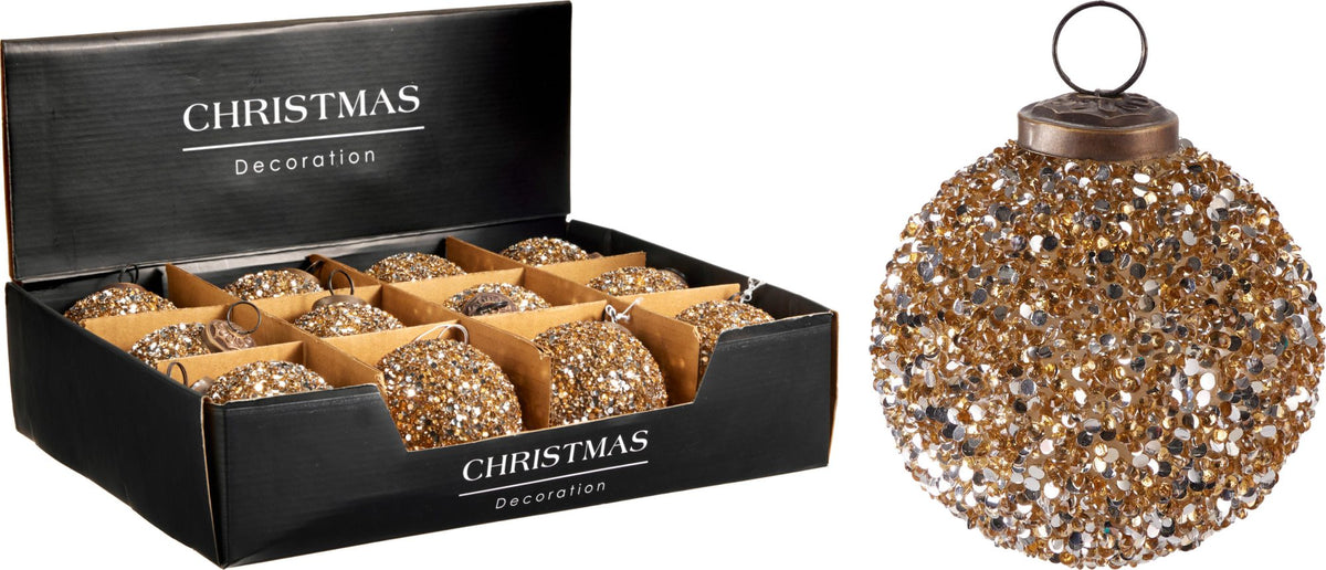 Pallina di Natale in vetro 8 cm oro PERAGA CHRISTMAS