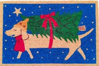 Fußmatte 59 x 39 cm mit Hund PERAGA CHRISTMAS