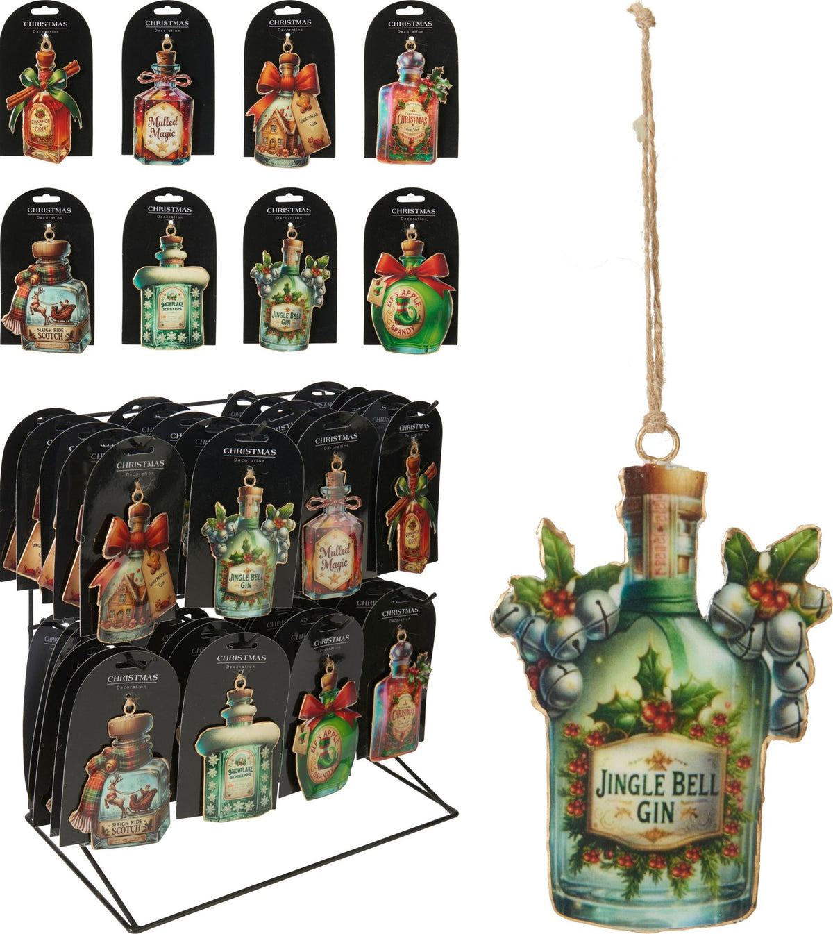 Pendente natalizio a forma di bottiglia 10 cm modello assortito PERAGA CHRISTMAS