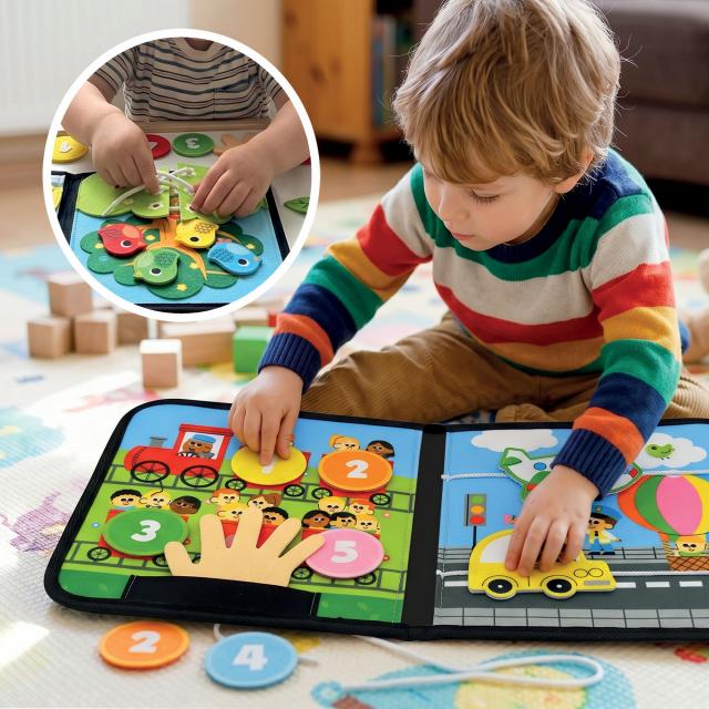 Busy Book Numeri Forme Colori e Prime Parole Libro in Feltro HEADU