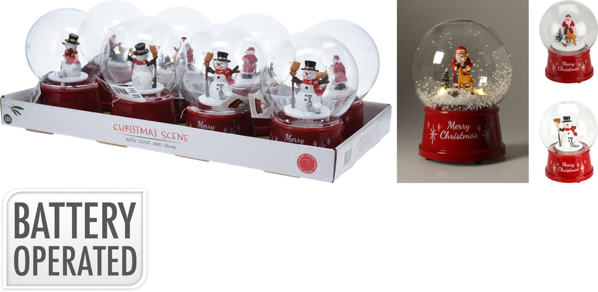 Schneekugel mit Weihnachtsszene und weißer LED 12 x 12 x 17 cm PERAGA CHRISTMAS