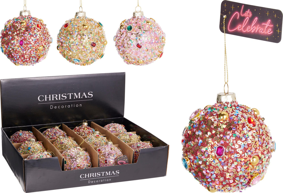 Pallina di Natale in vetro 8 cm modello assortito PERAGA CHRISTMAS