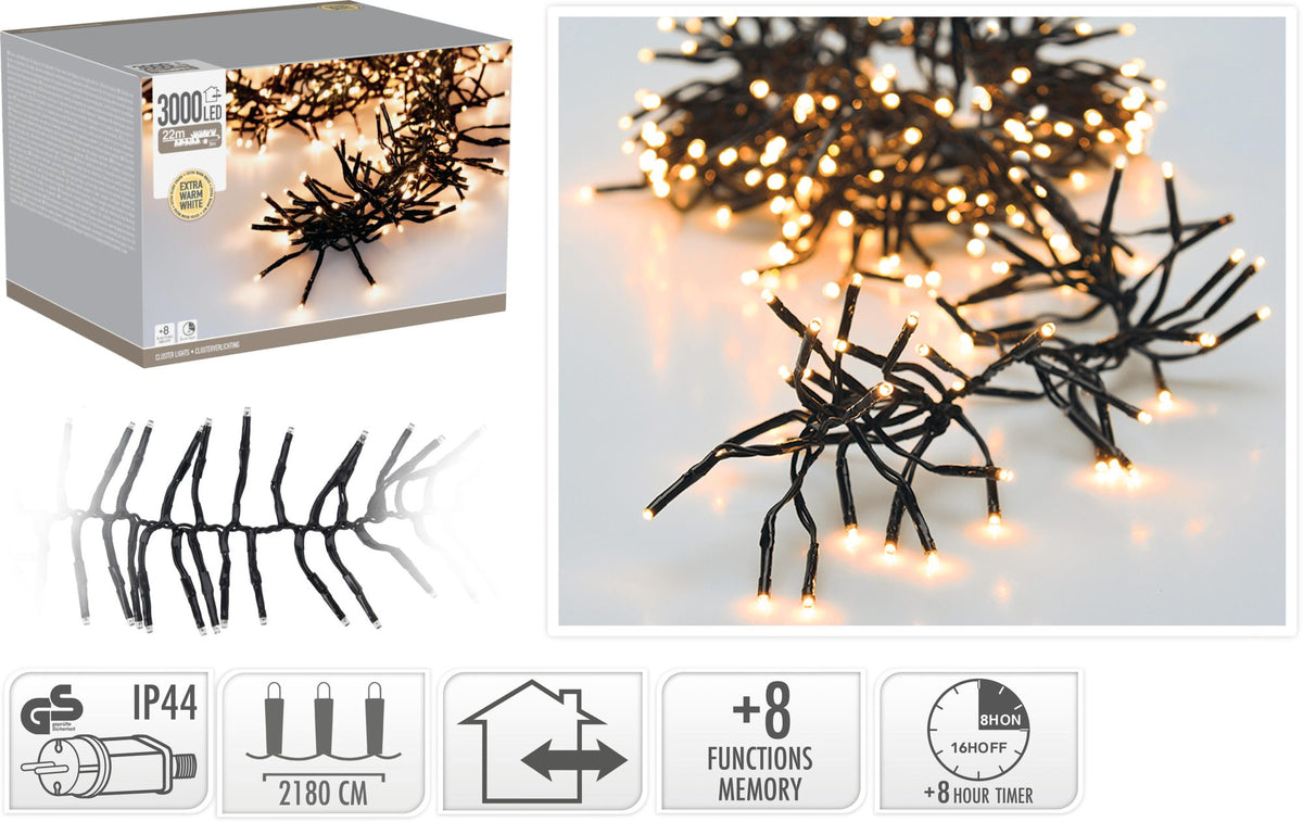 Extra Lichterkette mit 3000 LEDs und Lichteffekten PERAGA CHRISTMAS