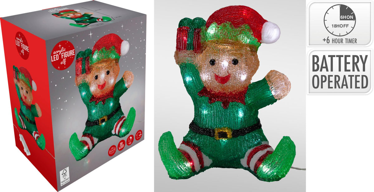 Sitzender Elf aus Acryl 19 x 14 x 25 cm PERAGA CHRISTMAS