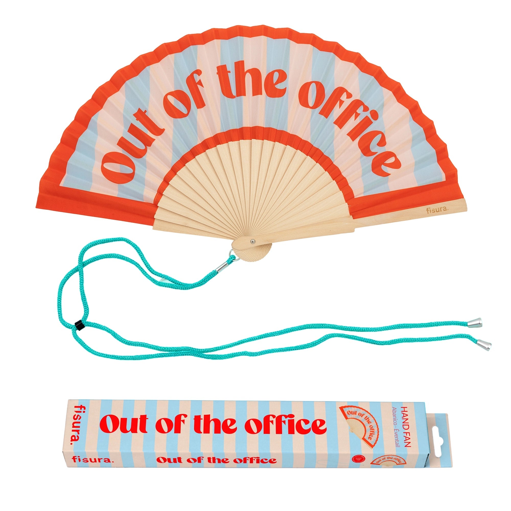 Ventaglio Out of Office 42.5x23cm Bianco e Blu FISURA