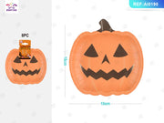 Piatti di carta Halloween a forma di zucca 18 cm 8 pezzi PartyGo
