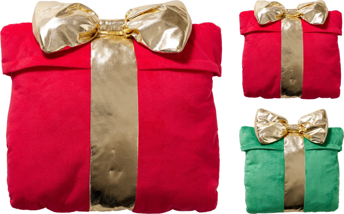 Cuscino a forma di regalo 40 cm colori assortiti PERAGA CHRISTMAS
