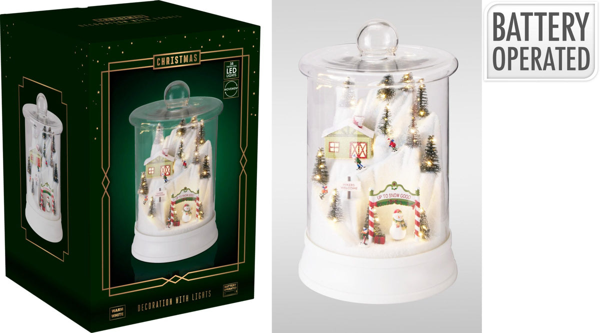 Cupola con scena sciistica e LED 33 cm PERAGA CHRISTMAS