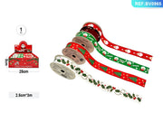 Nastro natalizio 2,5 cm x 3 m rosso o verde modello assortito PartyGo