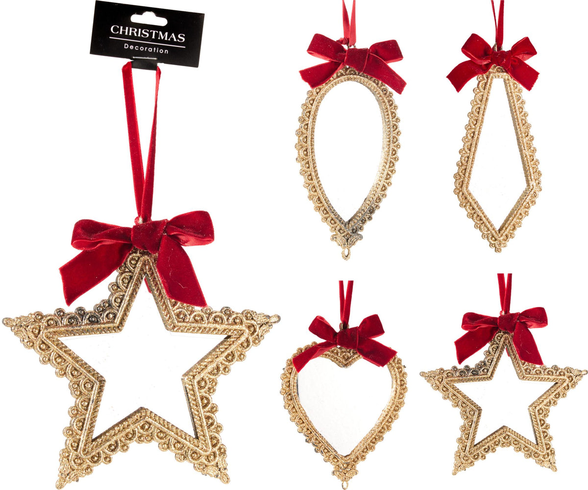 Decorazione pendente a specchio oro modello assortito PERAGA CHRISTMAS