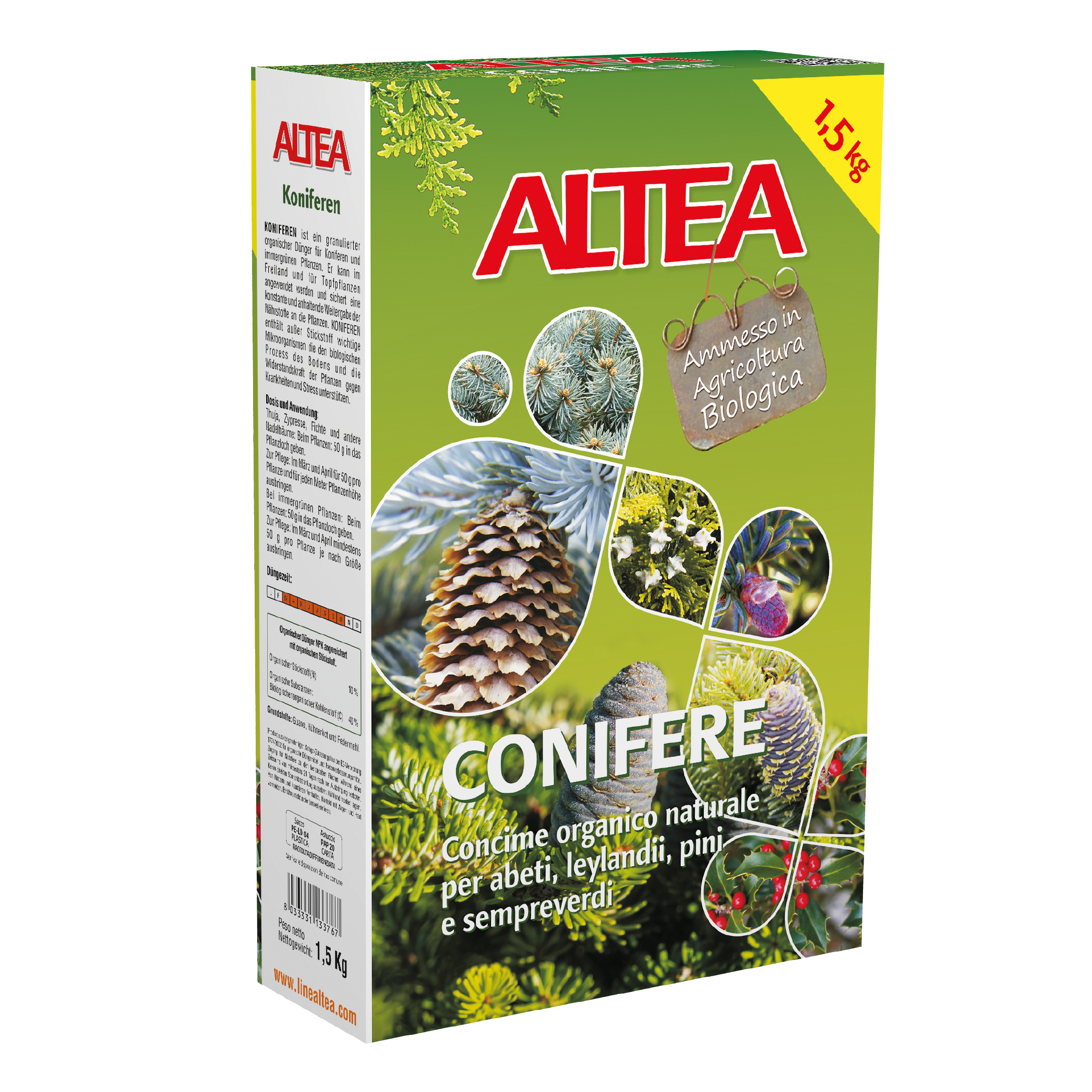 Concime Organico Granulare Lenta Cessione 1,5kg Per Conifere e Sempreverdi ALTEA