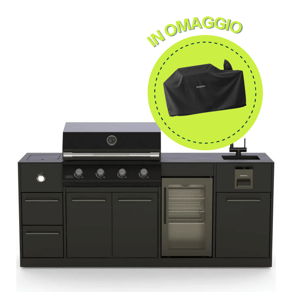 Cucina da Esterno Brabura Lite 400 Nera con Copertura Omaggio