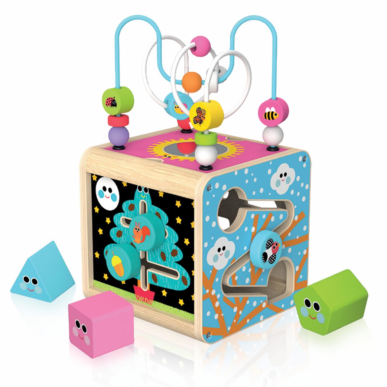 Busy Cube in Legno Multifaccia 1-3 Anni Multicolore Headu