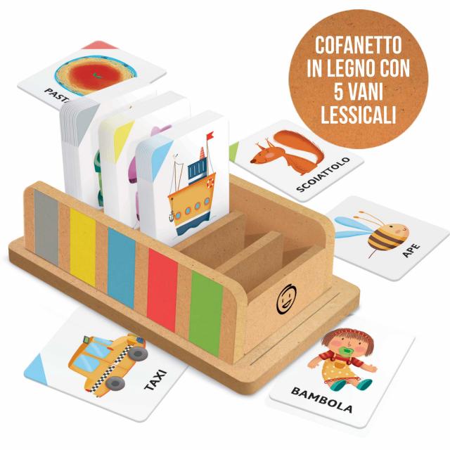 Cofanetto Flashcards 100 Parole Legno 2-4 Anni Headu
