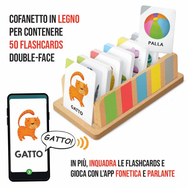 Cofanetto Flashcards 100 Parole Legno 2-4 Anni Headu