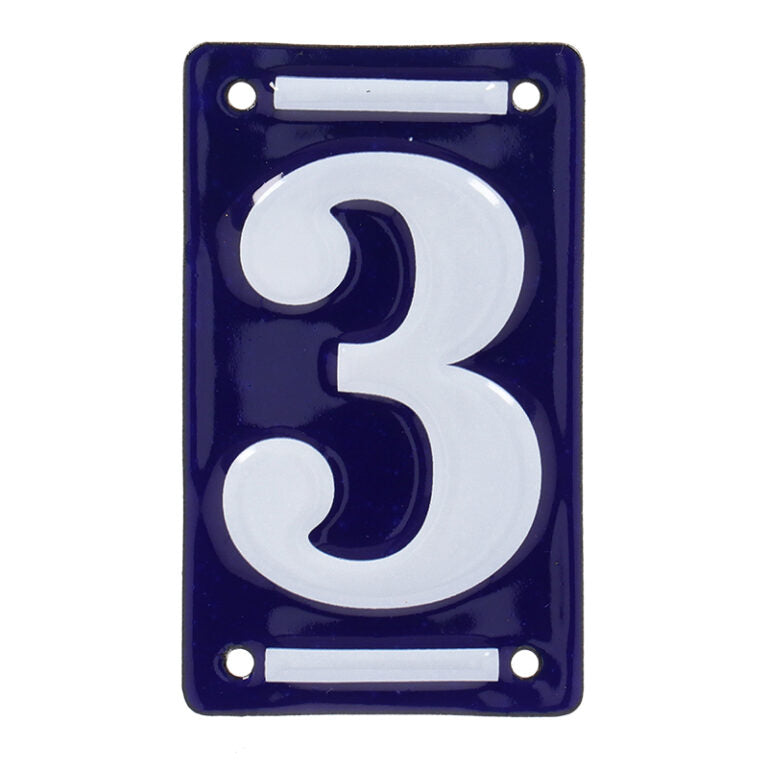 Numero Civico 3 Smaltato  7x0.5x11.8 cm Colore Blu