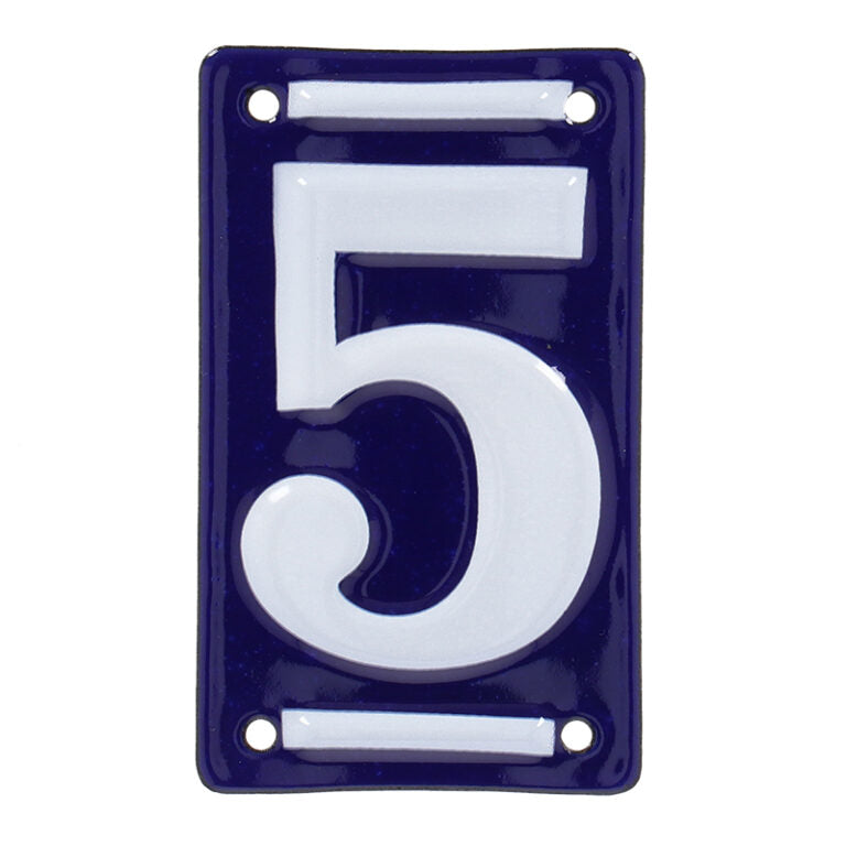 Numero Civico Smaltato 5 7x0.5x11.8 cm Colore Blu